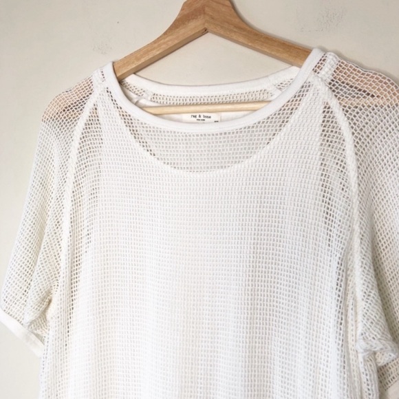 rag & bone double layer mesh tee white size large - Picture 4 of 6